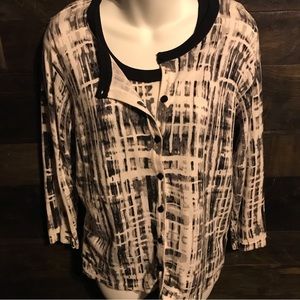 Joseph A. Black White Grey Abstract Print Twin Set - Qu’est ce que c’est silk?